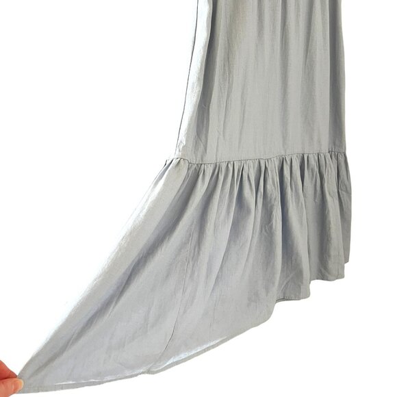 Cynthia Rowley NEW Linen Blend Flutter Sleeve Maxi Dress In Light Blue Size L - Picture 6 of 13